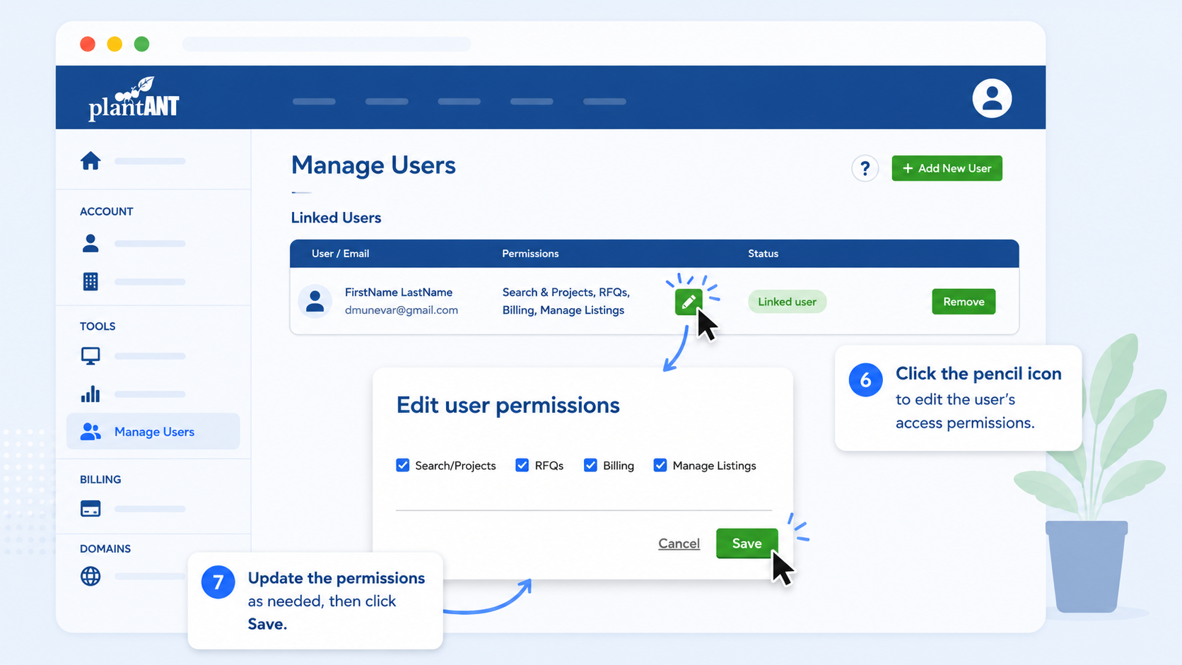 Edit user permissions
